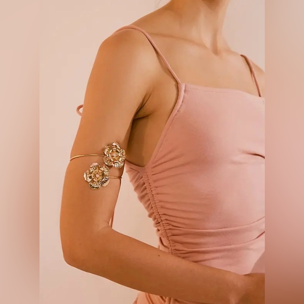 Free People Elegant Gold Floral Mary Sunshine Arm Cuff